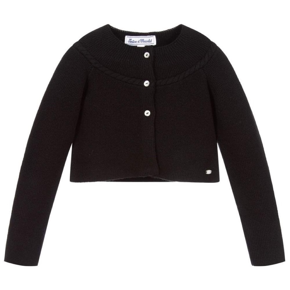 Tartine et Chocolat Girls Black Knitted Cardigan (Size 3A)